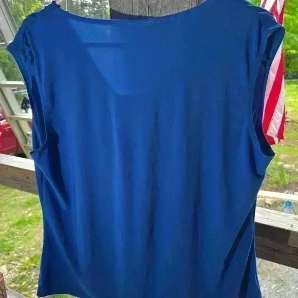 Women's XL Dress Barn Royal Blue Sleeveless Scoop Drape Neck Blouse - Picture 2 of 4